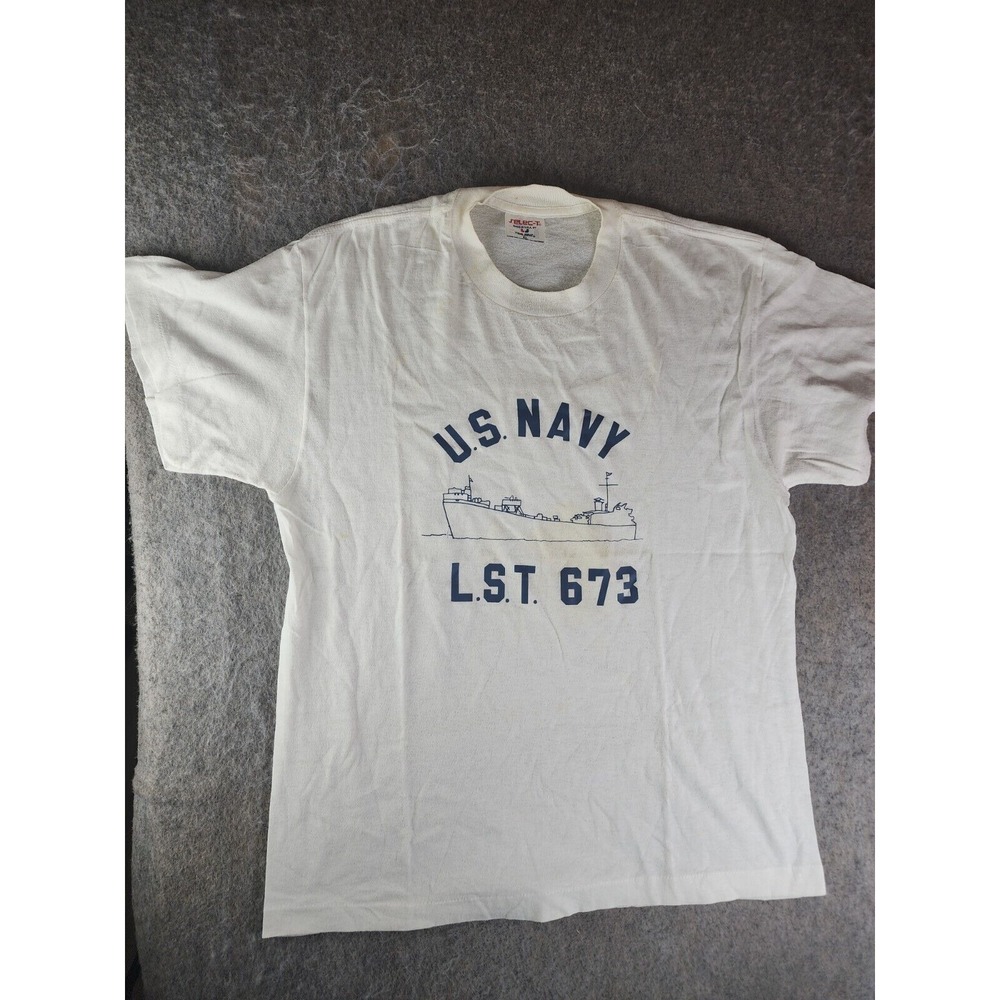 Vintage US Navy L.S.T. 673 WW2 Tank Landing Ship T Shirt XL USA Distressed